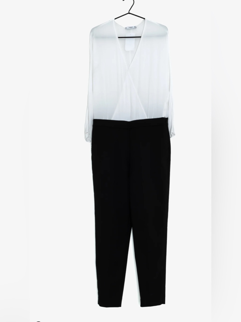 Mango Black & White Wrap-Top Jumpsuit